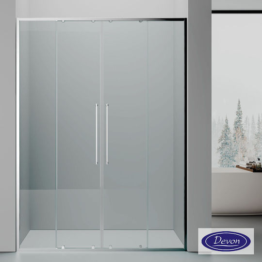 Devon Duschwand für Dusche mit Schieben Tür 157-160x200cm Chrom