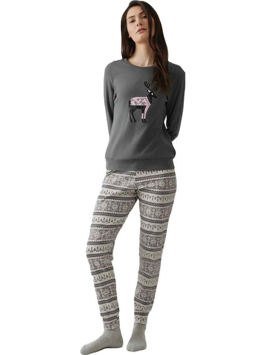 Minerva Winter Women's Pyjama Set Dark grey