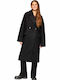 Γυναικείο Black Παλτό Oversized με Κουμπιά