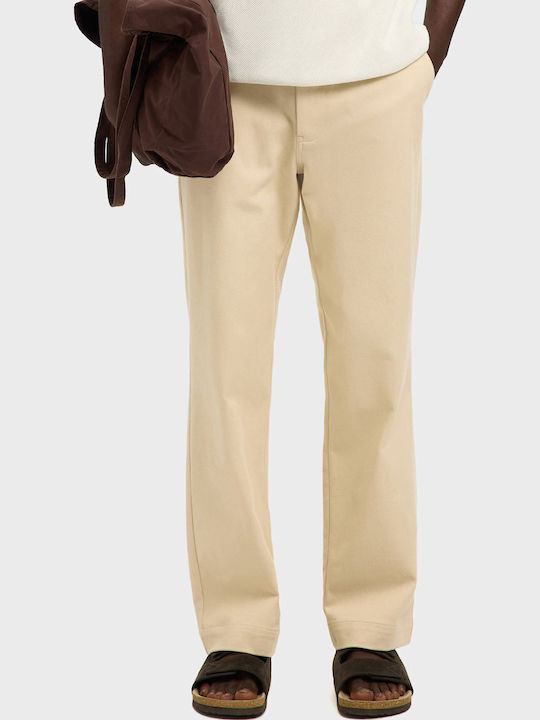 Trousers Elastic in Regular Fit Light Beige