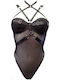 G-String Damen-Bodysuit Modern Ocean mit Transparenz Schwarz