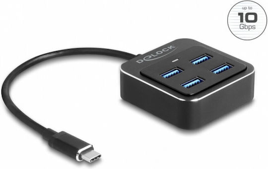 DeLock Hub USB 4 Porturi USB 3.2 cu Conectare USB-C