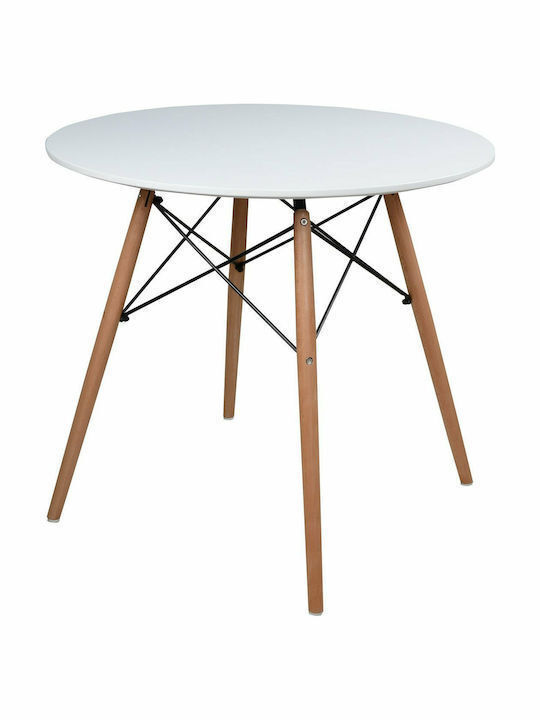 Pesto Rotund Masă Bucătărie Alb 80x80x73buc