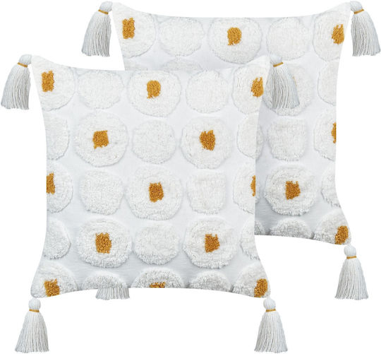 Beliani Μαξιλάρι Καναπέ Azalia από 100% Βαμβάκι White 45x45εκ.