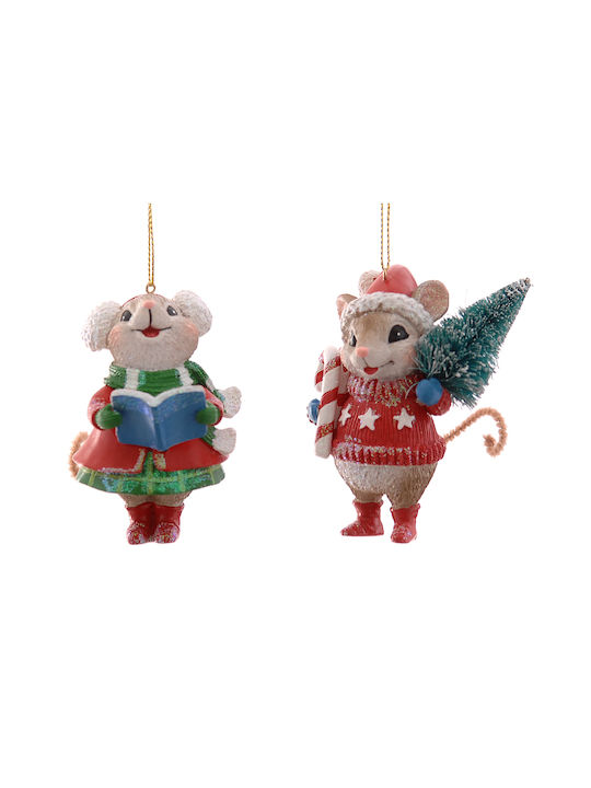 Christmas Hanging Ornament Mouse 9.5 Cm 2 Designs Vetur St-22906