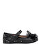 Kids Anatomic Leather Ballerinas with Hoop & Loop Closure Black