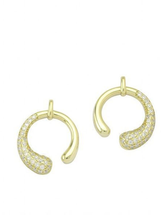 Paraxenies Earrings Hoops made of Silver Gold Plated with Stones
