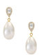 14K Gold Earrings Pearl Zircon F125000l
