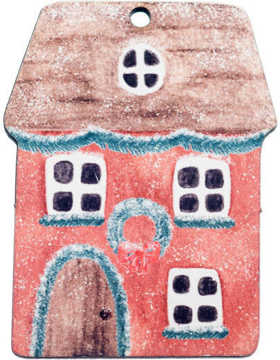 Hanging New Year's Lucky Charm Wooden Christmas House 3 Pieces