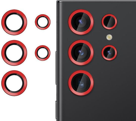 Kalebol Camera Protection Tempered Glass Red for the Samsung Galaxy S22 Ultra 5G