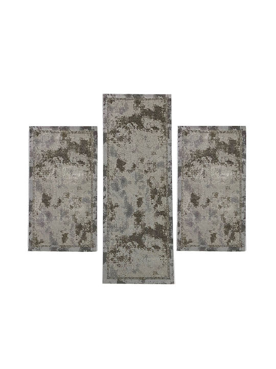 Modern Velvet Bedroom Rugs Set Grey Luna-0175-grey-set 3pcs
