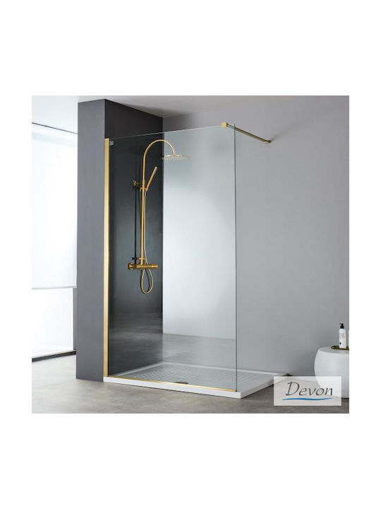 Devon Iwis Walk In Shower Screen for Shower with Sliding Door 60x200cm Clear Glass Oro