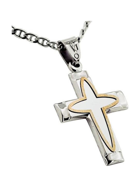 Men's Cross Chain Gold Inlay K14 Silver 925 Gold K14 St-vtj72g12