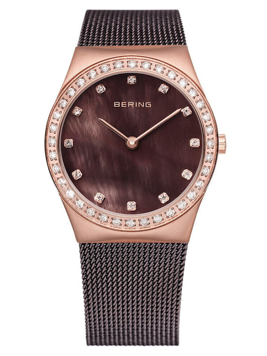 Bering Time Γυναικείο Ρολόι 30mm Μπαταρίας με Μαύρο Μεταλλικό Μπρασελέ