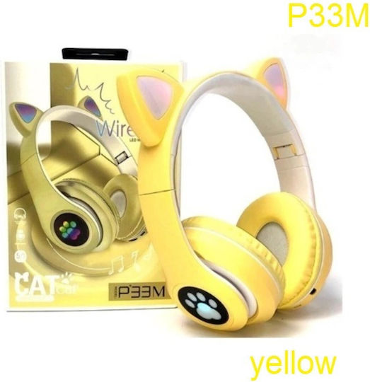 P33M Wireless / Wired Over Ear Headphones with 10 hours of Operation Yelow