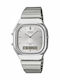 Casio Дигитален Мъжки Часовник 40mm На Батерия с Сребрист Металик Браслет