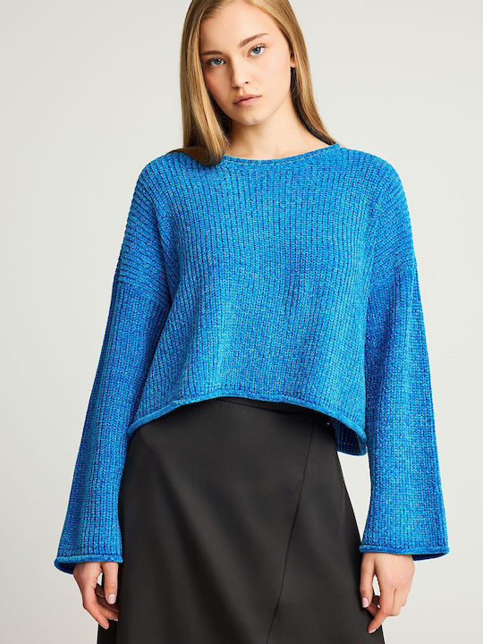 Funky Buddha Women's Long Sleeve Sweater Blue