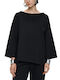 Damen Bluse mit 3/4 Ärmel & U-Boot-Ausschnitt Black