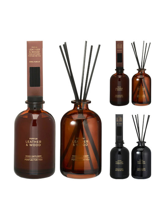 Αρωματικό Χώρου 500ml 6 Στικς Γυάλινο Δοχείο 8.5x8.5x15.5 Cm Καπνό Τοσκάνης Aria Trade