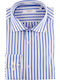 Long-sleeved Cotton Shirt Striped Light Blue