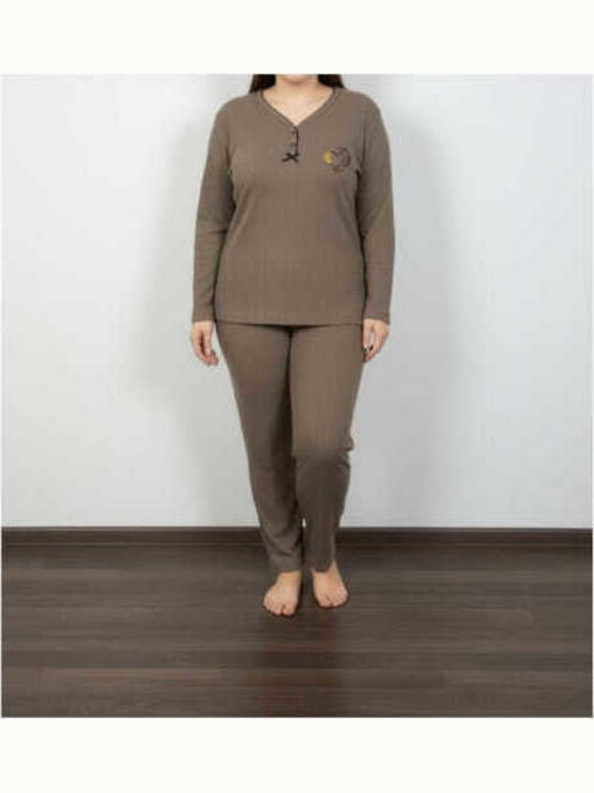 Asel Winter Damen Pyjama-Set Brown