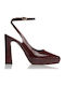 Leder Pumps mit hohem Absatz Burgundisch