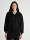 Long Women's Sweatshirt Jacket Hooded Black