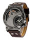 Men's Damen Uhr mit Braun Lederarmband