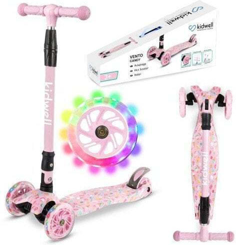 Kidwell Scuter Copii Pliabil 3 Roți Cu Iluminare LED Pentru 3+ Ani Roz