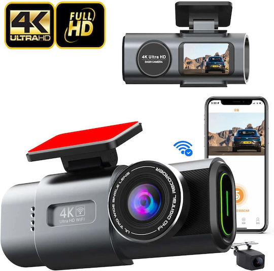 Taggo Σετ Κάμερα DVR Αυτοκινήτου 4K με Οθόνη 1.47" Wi-Fi & Κάμερα Οπισθοπορείας
