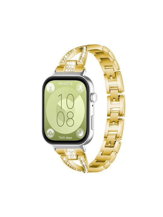 Curea Metalică Pentru Ceas Formă X Cu Diamante Huawei Watch Fit4 Fit4 Pro Fit3 Aur