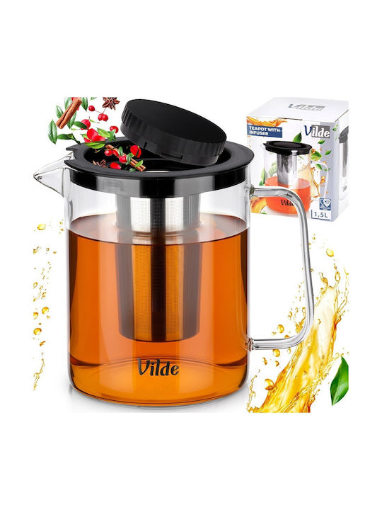 Orion Teapot with Filter Glass Black 1500ml
