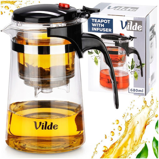 Orion Ceainic cu Filtru Sticlă Negru 680ml