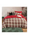 Nef-Nef Homeware Duvet Cover Set Cotton Single with Pillowcase 160x230 Noel Red/grey