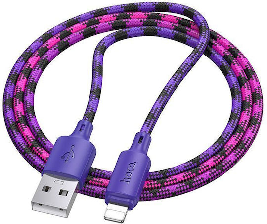 Hoco X116 Braided USB-A to Lightning Cable Μωβ 1m
