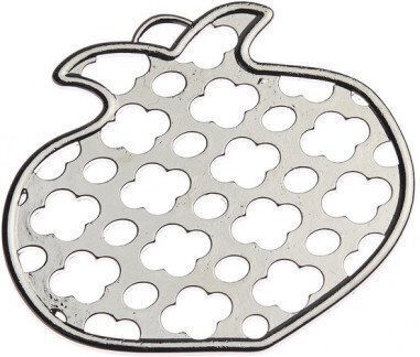 Hanging Pomegranate Element for Making Wreaths Metal Silver 75x70mm 1 Piece
