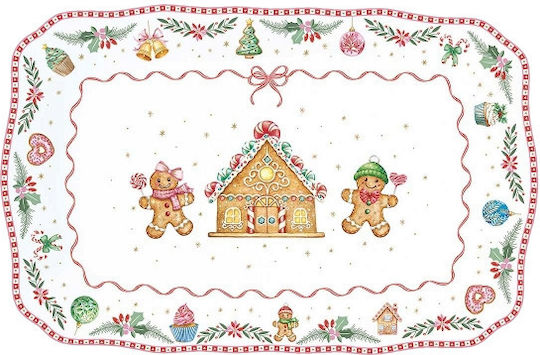 Marva Ornament de masă de Crăciun Platou De porțelan L37xW23cm.