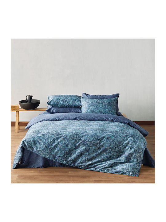 Kentia Sheet Sets Queen 240x270cm. Stylish Sharif Blue 4pcs