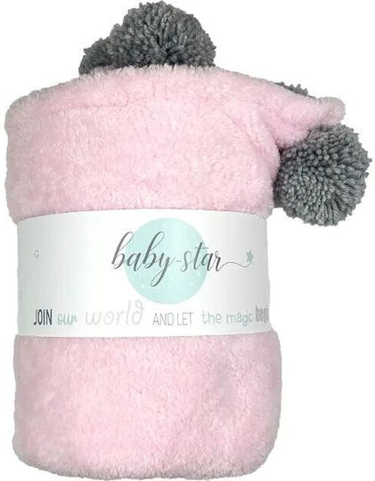 Baby Star Κουβέρτα Αγκαλιάς & Λίκνου Ροζ