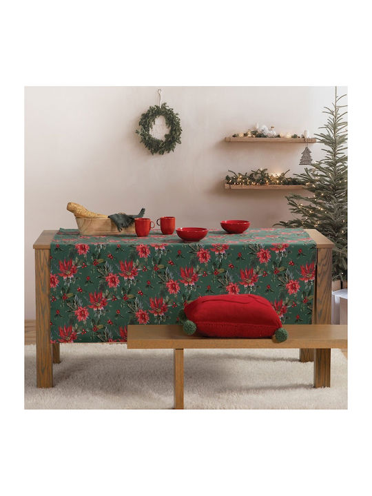 Nef-Nef Homeware Mistletoe Weihnachtlich Tischtuch Stoff Grün L140xB140cm.