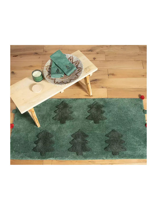 Nef-Nef Homeware Αντιολισθητικό Πατάκι Μπάνιου Βαμβακερό Trees Of Joy Green 70x140εκ.