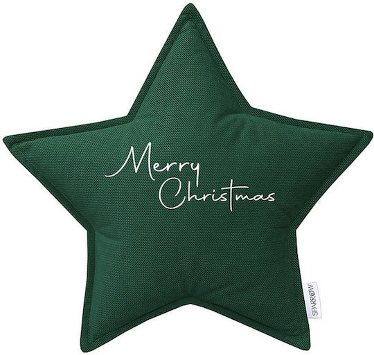 Декоративна Възглавница Star Merry Christmas Зелен Врабче Зелен