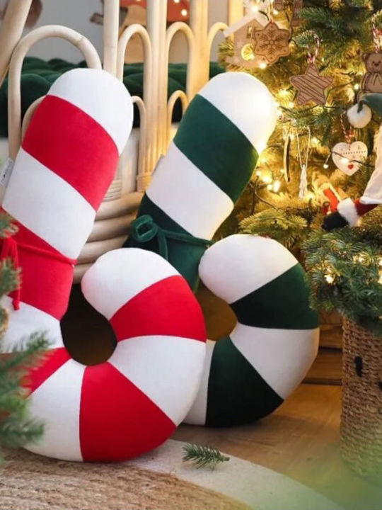 Perna Decorativă Candy Cane Red Sparrow 80% Bumbac 20% Poliester Roșie 33x60
