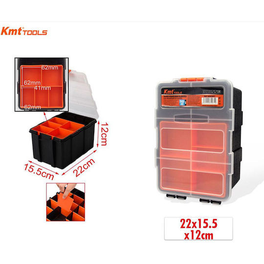 KMT Tools Ταμπακιέρα Εργαλείων με Ρυθμιζόμενα Χωρίσματα Διάφανη 22x15.5x12εκ.