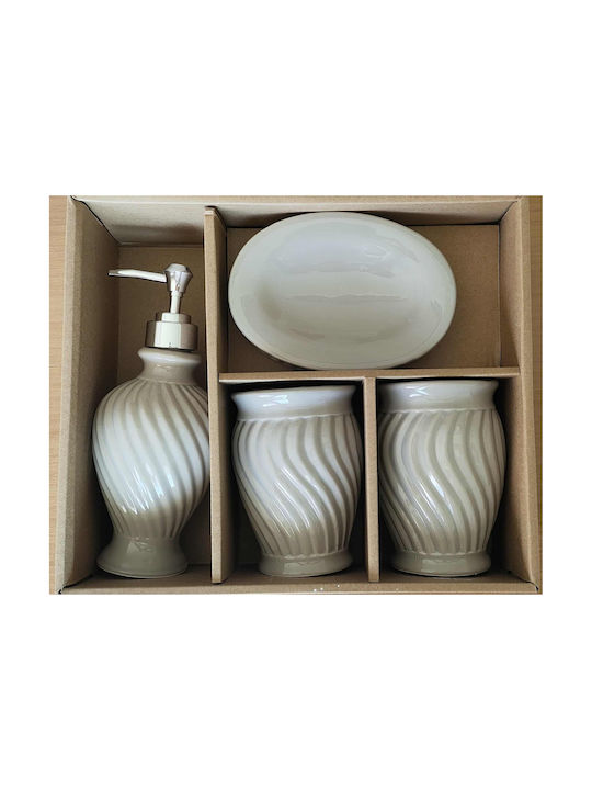 Decomarket Badezimmer-Accessoire-Set Porzellan 4Stück