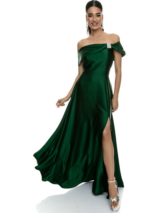 Maxi Dress for Wedding / Baptism Satin Green