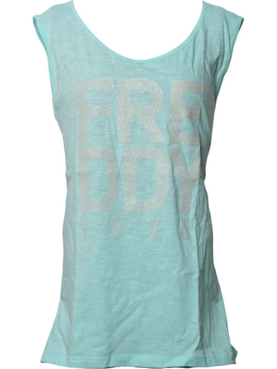 Freddy Damen Bluse Ärmellos Türkis