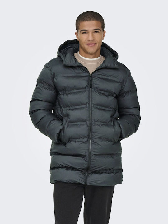 Only & Sons Geacă Parka de Iarnă Antivânt Neagră