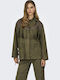 Women's Long Lifestyle Suede Jacket for Winter Oil Green