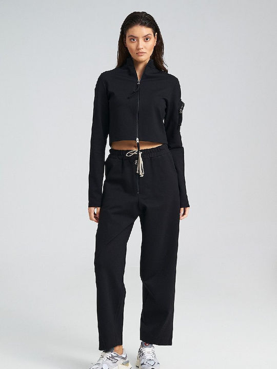 Zoya Damen Stoff Hose Relaxed Fit Schwarz